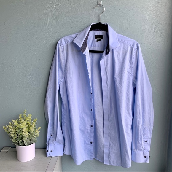 ‼️sold H&M • Premium Cotton Blue Button-Up Dress Shirt - Picture 6 of 6